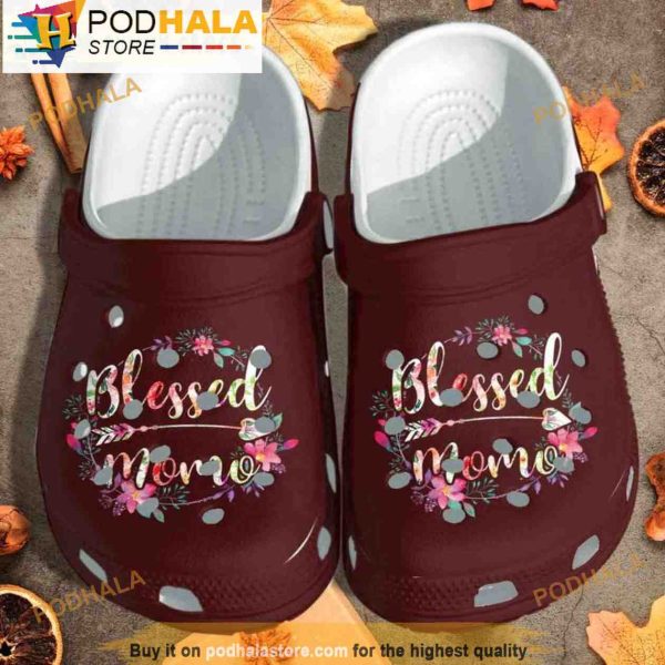 Blessed Mom Floral 3D Crocs, Funny Crocs