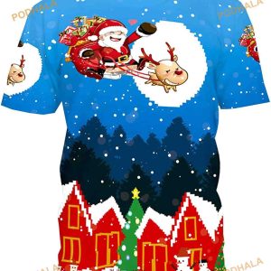 Blouse Tops Christmas Funny Printed Youth Slim 3D Shirt