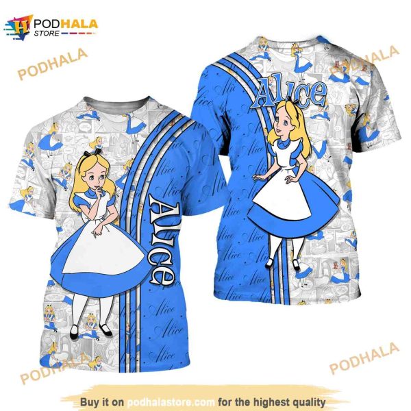Blue Alice In Wonderland Cross Comic Book Patterns Disney 3D Shirt