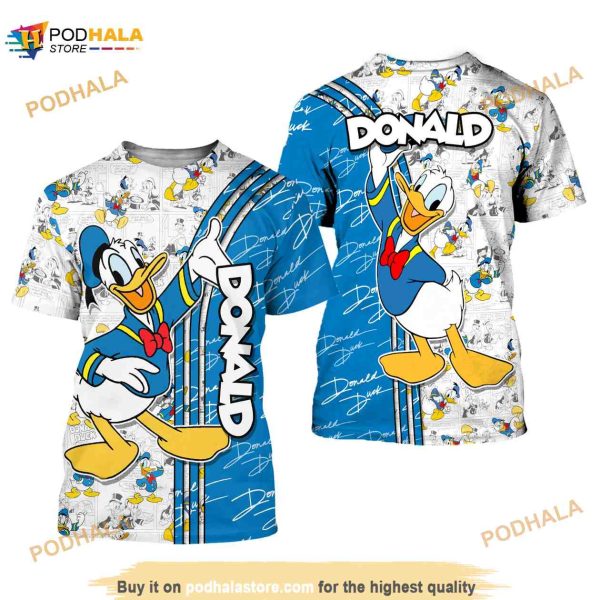 Blue Donald Duck Cross Comic Book Patterns Disney Unisex 3D Shirt