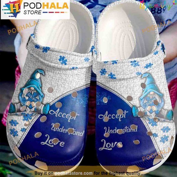Blue Dwarfs Puzzle Acccept Understand Love 3D Crocs, Funny Crocs