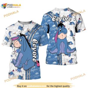 Blue Eeyore Donkey Cross Comic Book Patterns Disney Unisex 3D Shirt