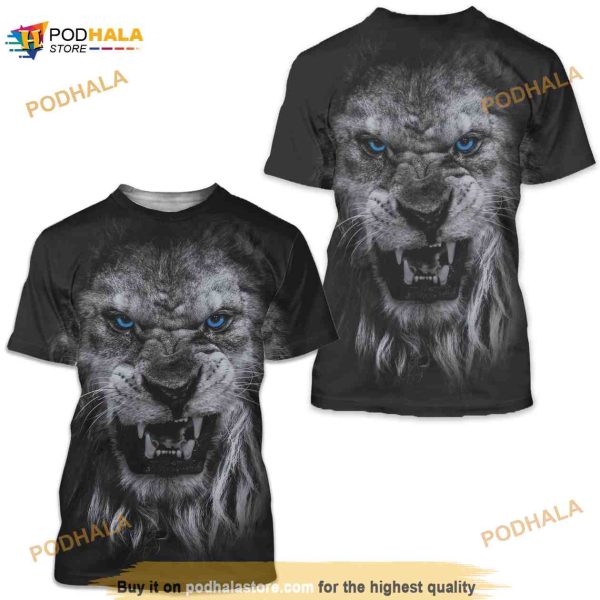 Blue Eyes Lion Face 3D Shirt