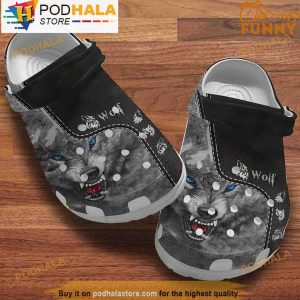 Blue Eyes Wolf 3D Crocs, Funny Crocs