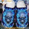 Blue Fire Skull 3D Crocs, Funny Crocs