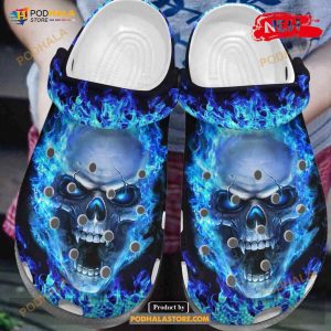 Blue Fire Skull Birthday Gifts For Men Son Crocs Clogs Shoes