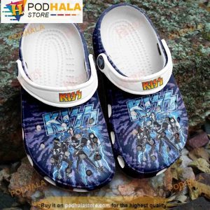 Blue Kiss Band 3D Crocs, Funny Crocs