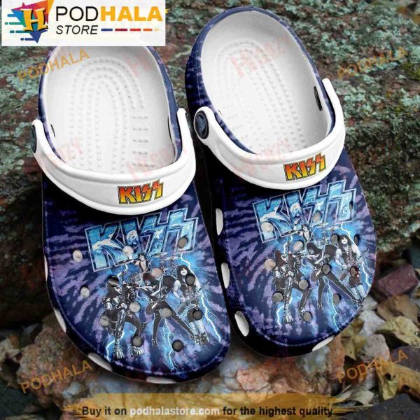 Blue Kiss Band 3D Crocs, Funny Crocs