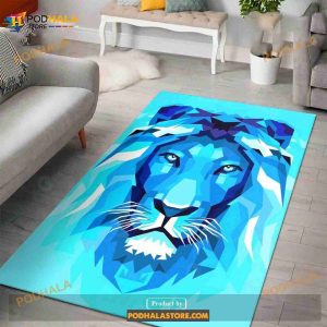 Blue Lion Head Living Room Area Rug Room Rugs Floor Decor Home Decor