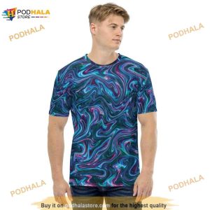 Blue Liquid Magma Plasma Psychedelic Swirls Trippy 3D Shirt