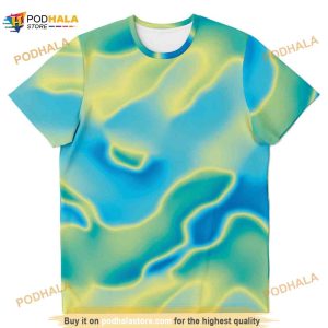 Blue Mint Green Abstract Holographic Iridescence 3D Shirt
