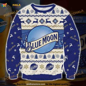 Blue Moon Beer 3D Christmas Ugly Sweater, Blue Moon Xmas