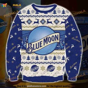 Blue Moon Print Christmas 3D Ugly Sweater