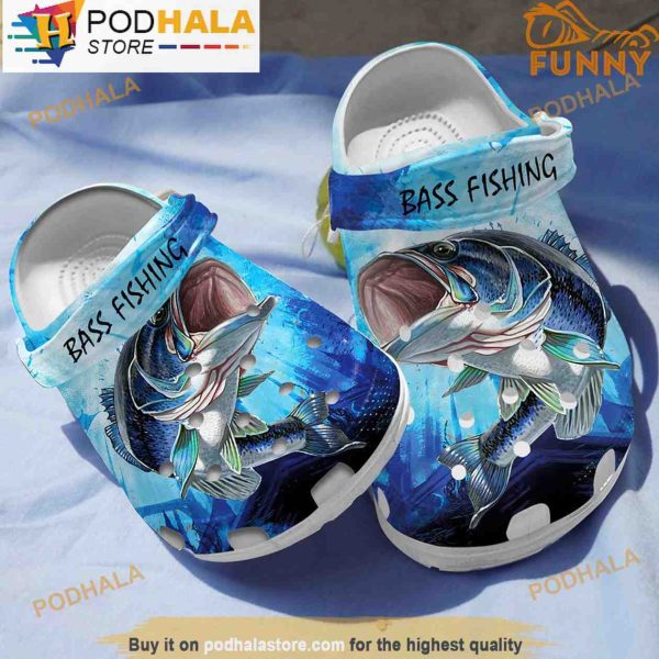 Blue Ocean Bass Fish 3D Crocs, Funny Crocs
