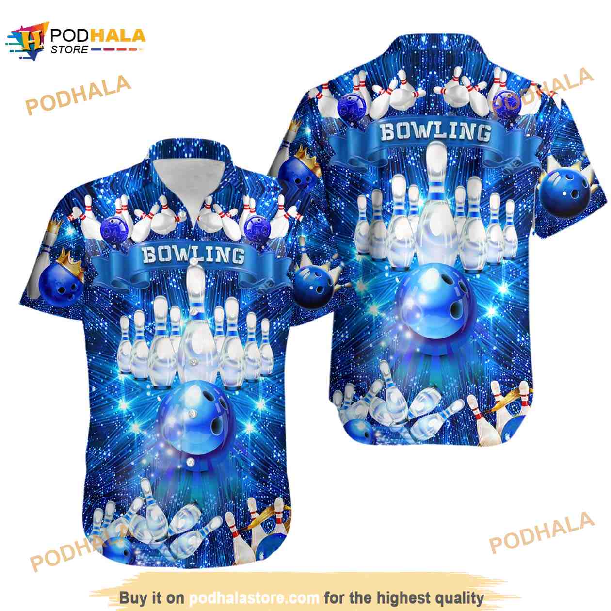 Blue Shinning Bowling King Hawaiian Shirt Blue Shinning Bowling King Hawaiian Shirt