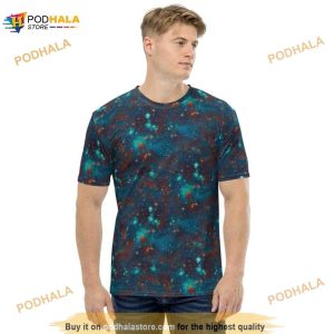 Blue Sky Galaxy Stars Space Abstract Clouds Men's 3D Shirt