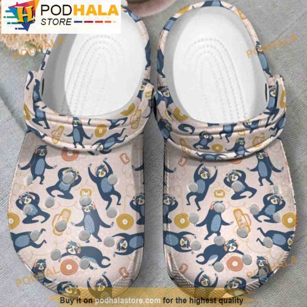 Blue Sloths At The Partys Funny 3D Crocs, Funny Crocs