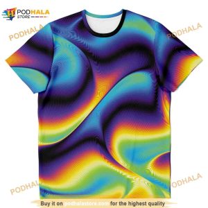 Blue Yellow Holographic Iridescence Abstract Edm Festival 3D Shirt