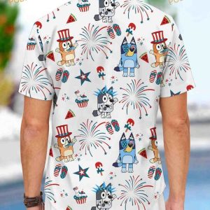 Bluey 4th Of July Button Shirt Bluey Hawaiian Shirt Bluey Bingo Shirt 2