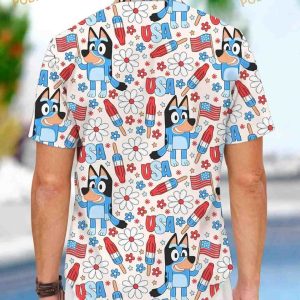 Bluey 4th Of July Hawaiian Shirt Bluey And Bingo Button Shirt Independence Day 2