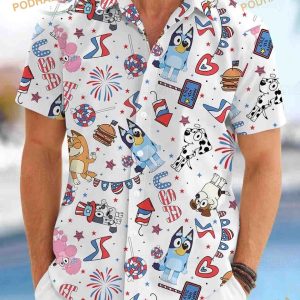 Bluey And Bingo Hawaiian Shirt, Bluey Family Independence Day Gift