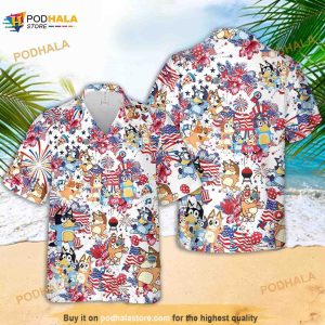 Bluey And Bingo Hawaiian Shirt, Bluey Family Independence Day Shirt