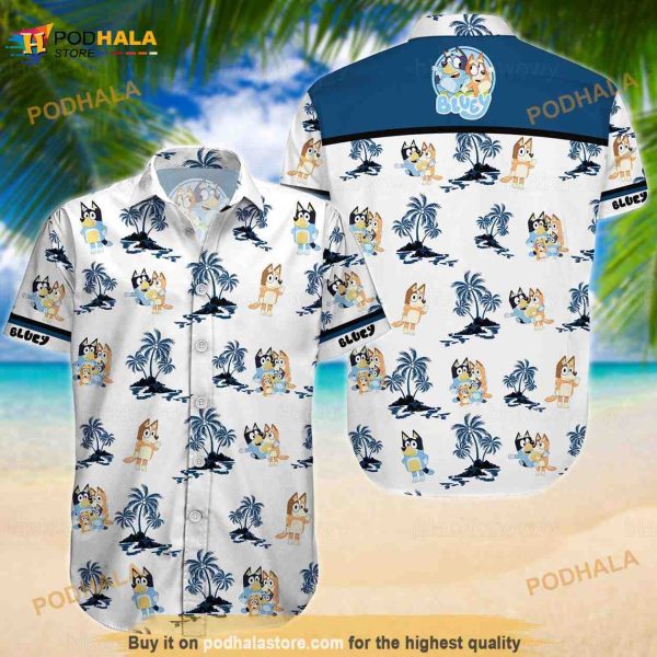 Bluey And Bingo Hawaiian Shirt, Blueydad Button Shirt, Blueydad Character Shirt, Blueydad Hawaii Shirt