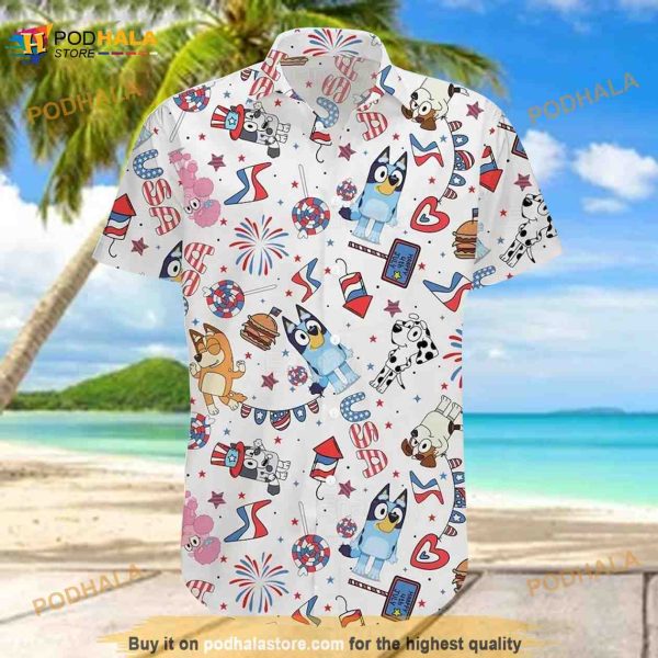 Bluey And Bingo Hawaiian Shirt, Blueydad Summer Shirt, Blueydad Button Shirt