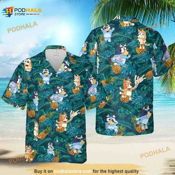 Bluey And Bingo Hawaiian Shirt, Kid Dad Hawaiian Shirt, Blueydad Tv Show