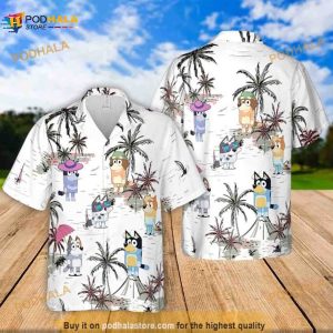 Bluey And Bingo Hawaiian Shirt, Vacation Shirt, Bluey And Bingo Shirt, Blueydad Characters
