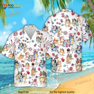 Bluey And Bingo Independence Day Hawaiian Shirt, Bluey Family Shirt