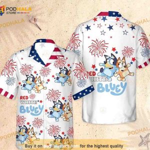 Bluey Family 3D Hawaiian Shirt, Bluey And Bingo Button Shirt