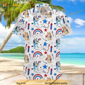 Bluey Family 3D Hawaiian Shirt, Blueydad Bingo Shirt, Blueydad Hawaii Shirt