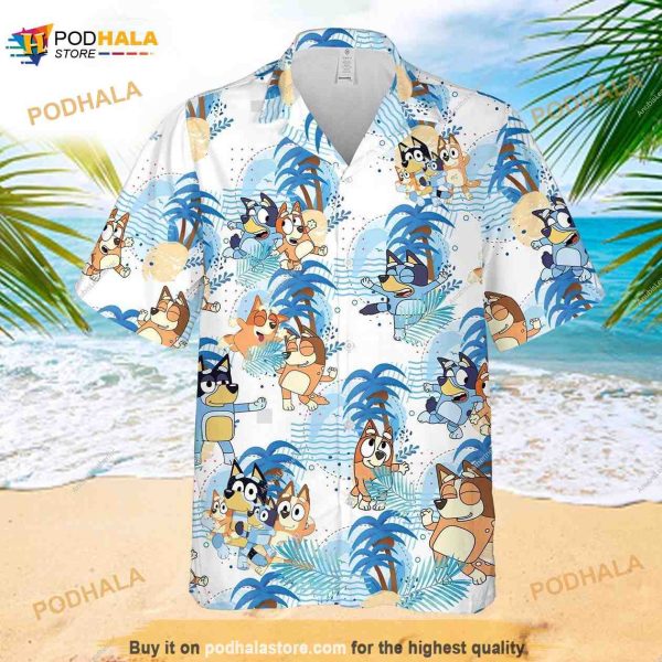 Bluey Family 3D Hawaiian Shirt, Blueydad Characters Vacation Shirt
