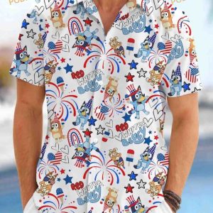 Bluey Family Red White Shirt, Blueydad Hawaiian Shirt, Blueydad Bingo