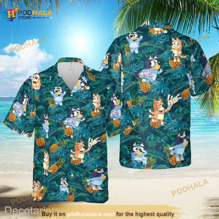 Bluey Funny Hawaiian Shirt, Funny BlueY Shirt, BlueY Beach Shirts ...