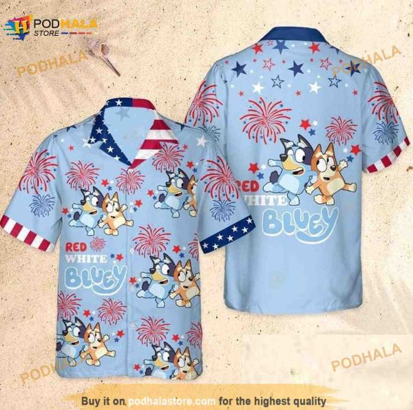 Bluey Hawaiian Shirt, Birthday Bluey Family Shirt, Funny Bluey Hawaii Shirt