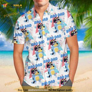 Bluey Hawaiian Shirt Bluey Dad Button Shirt Rad Dad Bluey Tee Fathers Day Shirt 3