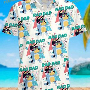 Bluey Rad Dad Hawaiian Shirt, Bluey Cartoon Tee, Friends of Bluey 3D Hawai Shirt