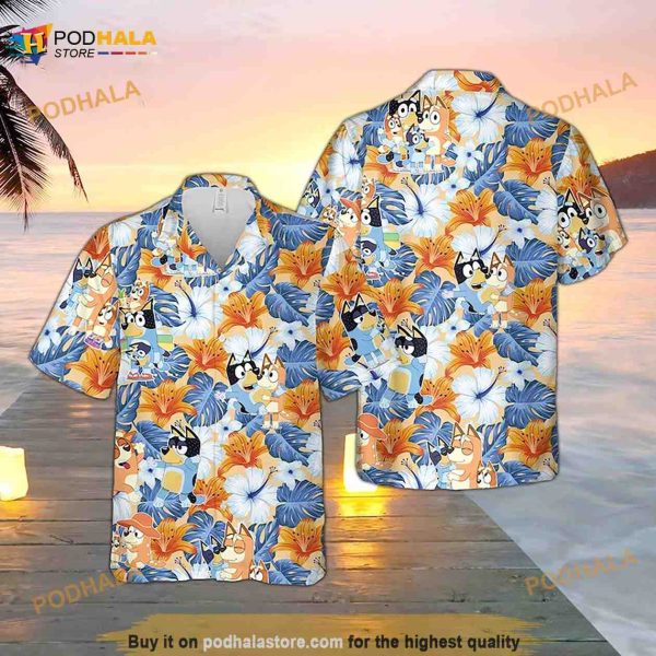 Blueydad Beach Summer Hawaiian Shirt, Blueydad Hawaii Shirt, Bluey Tropical Shirt