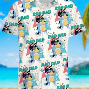 Blueydad Hawaiian Shirt, Bluey And Bingo 3D Button Shirt For Women Men