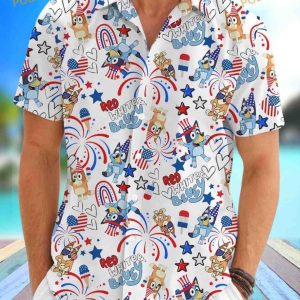 Blueydad Hawaiian Shirt, Bluey And Bingo 4th July Shirt, Blueydad Bingo