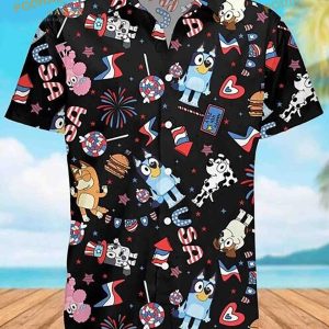 Blueydad Hawaiian Shirt, Bluey And Bingo Button Hawaii Shirt