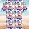 Blueydad Hawaiian Shirt, Bluey And Bingo Gift, Bluey And Bingo 4th Of July Button Shirt