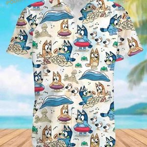 Blueydad Hawaiian Shirt, Bluey And Bingo Shirt, Bluey Family Vacation Gift
