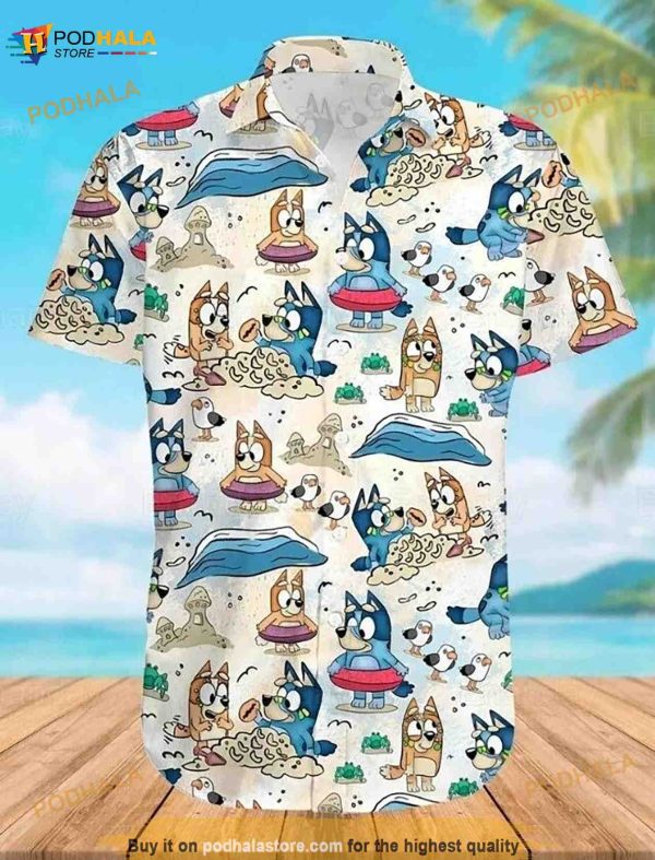 Blueydad Hawaiian Shirt, Bluey And Bingo Shirt, Bluey Family Vacation Gift