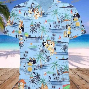 Blueydad Hawaiian Shirt, Bluey And Bingo Shirt, Blueydad Characters Aloha Shirt