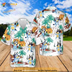Blueydad Hawaiian Shirt, Bluey And Bingo Troplical Hawaii Shirt