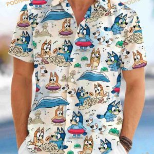 Blueydad Shirt, Blueydad Hawaiian Shirt, Bluey And Bingo Button Shirt, Blueydad Summer