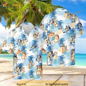Blueydad Summer Shirt, Bluey Family 3D Hawaiian Shirt, Blueydad Hawaiian Shirt